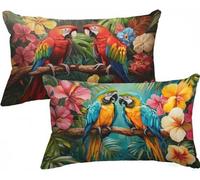 Funda Cojin 40x70 Loro Fundas Cojines Animal Juego de 2, Doble Cara Impresión Lino Almohada con Cremallera Invisible Decorativas Cojines Sofa para Sofá Decoración Cama,Room Decor, Regalo Mujer,Model32