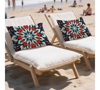 Funda Cojin 40x70cm Cojines Exterior Impermeable 2 Piezas Rectangulares Lino Fundas de Almohada Mandala,Grandes Cushion Covers con Cremallera Oculta,Patio Jardín Otoño Decorativas Cushion Flor,LY-918