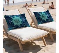 Funda Cojin 40x70cm Cojines Exterior Impermeable 2 Piezas Rectangulares Lino Fundas de Almohada Mostaza,Grandes Cushion Covers con Cremallera Oculta,Patio Jardín Otoño Decorativas Cushion Flor,LY-906