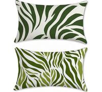 Funda Cojin 40x70cm Cojines Exterior Impermeable Verde Funda Almohada Terciopelo Cojines para Sofa Cama Hojas Protector Decorativos Jardin Salon Outdoor Cushions Juego de 2 con Cremallera u-14093