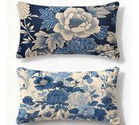 Funda Cojin 40x70cm Juego de 2 Fundas de Cojines Azul Marino Cojines Sofa Rosa,2026 Nuevo Rectangulares Terciopelo Impresión a Doble Cara Funda Almohada para Dormitorio Hogar Habitacion Decor O-758U