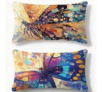 Funda Cojin 40x70cm Juego de 2 Fundas de Cojines Color Cojines Sofa Mariposa,2026 Nuevo Rectangulares Terciopelo Impresión a Doble Cara Funda Almohada para Dormitorio Hogar Habitacion Decor O-380U