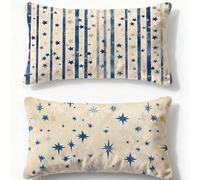 Funda Cojin 40x70cm Juego de 2 Fundas de Cojines Crema Cojines Sofa Estrella,2026 Nuevo Rectangulares Terciopelo Impresión a Doble Cara Funda Almohada para Dormitorio Hogar Habitacion Decor O-358U