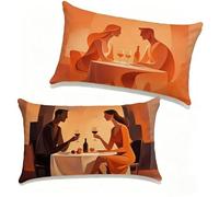 Funda Cojín 40x80 cm Juego de 2 Amar, Funda Almohada 40 x 80 cm, Lino Cojines para Sofa Naranja Patrón Impresión a Doble Cara HD para Exterior Primavera y Verano Decorativos, Regalo Mujer Y-870C5K