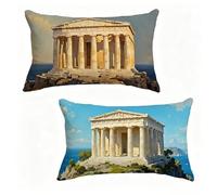 Funda Cojín 40x80 cm Juego de 2 Grecia, Funda De Almohada 40 x 80 cm Cojine Exterio Vista Decoracion Cojines Sofa Lino Con Cremallera Oculta para Primavera Verano Decorativos, Regalos Mujeres 9-A5736B