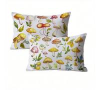 Funda Cojin 40x80 Crema Juego de 2, Champiñón Fundas Cojines Exterior Impermeable, Lino Funda de Almohada con Cremallera Oculta, Suave Cómodo y Fácil Cuidado, Adecuado para Sofá, Cama, Jardín K2-191