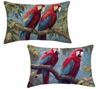 Funda Cojin 40x80 Juego de 2 Cojines Sofa Exterior Jardin pájaro Cojines Exterior Impermeable Terciopelo Funda Almohada para Dormitorio Jardín Balcón Sofá Cama Camping, Home Decoration, Bosques x-756