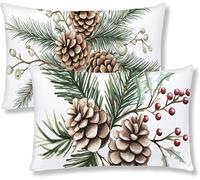 Funda Cojin 40x80 OtoñO Funda Almohada Juego de 2 Fundas Cojines Sofa Lino Rectangular Cojine de Sofá Decorativos PiñAs Fundas Cojines Con Cremallera Invisible para Sala Estar Sofá Dormitorio S1-575