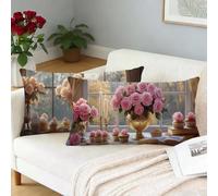Funda Cojin 40x80CM Juego de 2 Rosa Fundas Cojines ventana Funda Cojín Sofá Rectangular Lino Decorativos Funda de Almohada Sofa Cushion Covers Lumbar para Silla Dormitorio Autumn Decoracion L-544