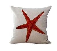 Funda Cojin 45 x 45 Estrella De Mar Roja Fundas Cojines 45x45 Algodón y Lino Cojines Sofa Transpirabilidad Fuerte Fundas Cojines Sofa con Cremallera Oculta para Sofá Dormitorio Sala de Estar 1 Pieces