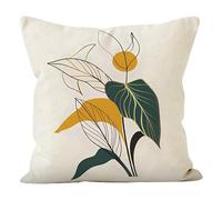 Funda Cojin 45 x 45 Hojas Amarillas Y Verdes Cojines Sofa Lino Lavable Cojines Cama Cuadradas Cojines para Sofa Decoración Funda Cojines Dormitorio Coche Camping Fundas Cojines
