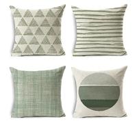 Funda Cojin 45 x 45 Juego de 4 Fundas Cojines Sofa Verde Salvia Almohada Lino, Cojines Decorativos para Sofa con Cremallera Invisible, Fundas de Cojines para Cama Jardín Sala de Estar Sofá Flor M 365