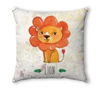 Funda Cojin 45 x 45 León Amarillo Naranja Fundas Cojines 45x45 Cojines Sofa Transpirable Comodidad Lino Lavable a Máquina Funda Almohada con Cremallera Oculta