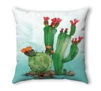 Funda Cojin 45 x 45 Plantas Rojas Verdes Fundas Cojines 45x45 Cojines Sofa Transpirable Comodidad Lino Lavable a Máquina Funda Almohada con Cremallera Oculta