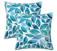 Funda Cojin 45x45 cm Verde Oscuro Cojines Jardin Impermeable 2 Piezas, Funda de Cojin Hoja Funda de Almohada, Cushion Covers Sofa Fundas de Cojines Decorativos para Jardin Coche Patio Hogar 18x18Inch