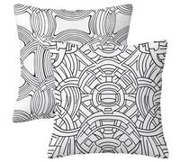 Funda Cojin 45x45 Juego de 2, Funda Almohada Exterior Impermeable Lino, Fundas Cojines Sofa Abstracto, Cuadrado Fundas de Cojines Geometría, Cushion Covers para Decoracion Hogar, Regalo Mujer -1673