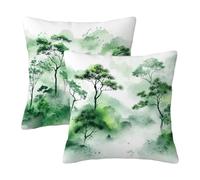 Funda Cojin 45x45 Juego de 2, Fundas Cojines Exterior Árbol Fundas de Cojines Sofa para Jardin Exterior, Cuadrado Impermeable Lino Funda de Almohada Verdi Decor, Regalos Originales para Mujer -3282