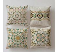Funda Cojin 45x45cm Cojines Exterior Impermeable Verde Juego de 4 Impresin de Doble Cara Cuadradas Lino Muebles de Jardin Funda Almohada Bohemia,Primavera Verano Terraza,con Cremallera Oculta S676