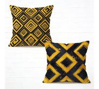 Funda Cojín 45x45cm Juego de 2 Amarillo Cojines Sofa Exterior Impermeable Abstracto Decorativos Funda Almohada Velours Patrón Impresión a Doble Cara HD para Exterior Primavera Decorativos 2-713023