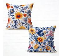 Funda Cojín 45x45cm Juego de 2 Color Cojines Sofa Exterior Impermeable Flor Decorativos Funda Almohada Velours Patrón Impresión a Doble Cara HD para Exterior Balcón Primavera Decorativos, 5-870HA2