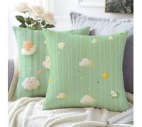 Funda Cojin 45x45cm Juego De 2 Suave Material De Lino Suave Transpirable Impermeable Color Mostaza Cojines Cama Decorativos,Nube Fundas Cojines Sofa Con Cremallera Invisible Para Salon Exterior A1-543