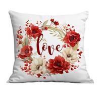 Funda Cojin 50x50 Amor Rojo Beige Funda de Almohada en Pelo Suave Transpirable Lavable Cojines Decorativos para Sala Dormitorio Terraza Jardín Cojines para Sofa