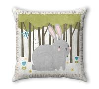 Funda Cojin 50x50 Árbol De Conejo Gris Fundas Cojines 50x50 Lino Lavable Funda de Almohada Cojines Cama Decorativos para Dormitorio Sala de Estar Jardín