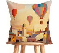 Funda Cojín 50x50 cm Copricuscini Divano Globo AerostáTico Cojines Sofa Lino para Sofá Cama Coche Hogar Decorativos Florencia 5-QX5E7