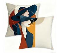 Funda Cojin 50x50 cm Juego de 2, Suave Terciopelo Decorativos Funda de Cojínes con Motivo nórdico, Cuadradas Fundas Cojines con Cremallera Oculta para Dormitorio, Oficina, Cama y Sofá, Belleza 0n-63
