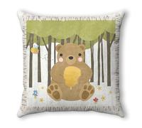 Funda Cojin 50x50 Flor De Oso Marrón Fundas Cojines 50x50 Lino Lavable Funda de Almohada Cojines Cama Decorativos para Dormitorio Sala de Estar Jardín