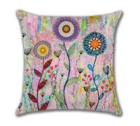 Funda Cojin 50X50 Flor Púrpura Fundas De Cojines Sofa Decoracion Salon Modernos,Lino Decorativo Fundas Cojin con Cremallera Oculta,para Interior Y Exteriores