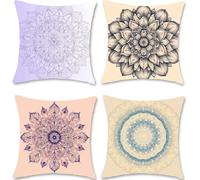 Funda Cojin 50x50 Juego de 4 Cojines Exterior Mandala Terciopelo Cojines para Sofa Funda Almohada Flores Decorativos Fundas Cojín Suaves y Transpirables para hogar halloween Jardín Decoracio S1-255