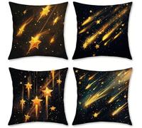 Funda Cojin 50x50 Juego de 4 Cojines Sofa Estrella Cojines Exterior, Cojin Impermeable Lino Fundas de Almohada, Cuadrado Funda Almohada 4 Pack, Decoración Jardin Exterior, 50x50cm, sueño, o-835