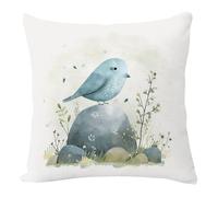 Funda Cojin 50X50 Pájaros De Dibujos Animados Cojines Lino De Algodón,con Cremallera Invisible,Moderna Cuadradas,para Decorativas Sala De Estar Sofá Dormitorio Cama