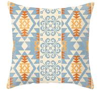 Funda Cojin 50x50 Retro Azul Naranja Funda de Almohada en Pelo Suave Transpirable Lavable Cojines Decorativos para Sala Dormitorio Terraza Jardín Cojines para Sofa