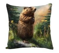 Funda Cojin 50X50 Verde Y Marrón Cojines de Lino Suave con Cremallera Invisible, Decorativa para Sofá Dormitorio, Estilo Moderno