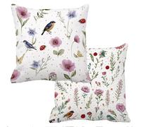 Funda Cojin 50x50cm Fundas Cojines Sofa para Exterior Blanco Cojines Cama Fundas Almohadas Pack 2 Lino Funda Cojin Exterior Impermeable Grandes Protector Juego de 2 Flor Decorativos Jardin f-15967