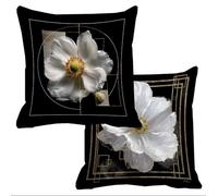 Funda Cojin 50x50cm Fundas Cojines Sofa para Exterior Blanco Cojines Cama Fundas Almohadas Pack 2 Terciopelo Funda Cojin Exterior Impermeable Grandes Protector Flor Decorativos Jardin Sofá f-15941