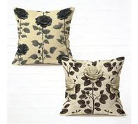 Funda Cojín 50x50cm Juego de 2 MarróN Cojines Sofa Exterior Impermeable Flor Decorativos Funda Almohada Velours Patrón Impresión a Doble Cara HD para Exterior Primavera Decorativos, Regalo 5-470V0Z