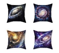 Funda Cojín 50X50CM Juego de 4, Fundas Cojines Exterior Impermeable Universo Super Suave Cojines para Sofa Color Patrón Impresión a Doble Cara HD para Exterior Balcón Jardin Decorativos, Mujer U-9S9