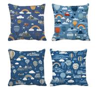 Funda Cojin 50x50cm Terciopelo Juego de 4 Letras, Cuadrado Cara fundas cojines, funda almohada Otoño, Cojines Sofa para Decoración Dormitorio Y Salón, con Cremallera Oculta, Lavable a máquina B-976