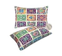 Funda Cojin 50x60 cm, Fundas Cojines Pakistan Juego de 2, Funda de Cojin Etnica Cojines Rectangulares, Lumbar Cojine para Sofa de Lino con Cremallera Oculta, para Silla Decoracion del Hogar -zt28