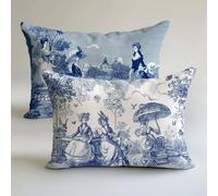 Funda Cojin 50x60cm Marina De Guerra Fundas Cojines Cortijo Cojines para Sofa Decor Lino Almohada Juego 2 Piezas,Cremallera Oculta,Verano Decorativa Doble Estampado,Hogar Sofá Cama Sala Estar LK-1629