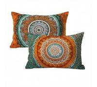 Funda Cojin 50x70 Bohemia Juego de 2, Mandala Fundas Cojines Exterior Impermeable, Lino Funda de Almohada con Cremallera Oculta, Suave Cómodo y Fácil Cuidado, Adecuado para Sofá, Cama, Jardín K2-71