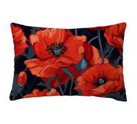 Funda Cojin 50x70 cm Amapola Fundas Cojines Flores Funda Cojín Rectangular Lino Decorativos Funda de Almohada Sofa Cushion Covers Lumbar para Coche Silla Dormitorio Autumn Decoracion, Regalo L1099