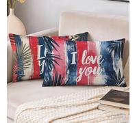 Funda Cojin 50x70 cm Juego 2, Abstracto Cojines Exterior Jardin Impermeable Lino Fundas de Almohada, Rojo Cojines Cama Decorativos para Sofa Habitacion Patio Jardín Balcón, Regalos para Mujeres S-2305