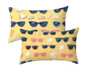 Funda Cojin 50x70 cm Juego 2, Amarillo Cojines Exterior Impermeable, Anteojos Fundas Cojines 50x70, Suave Transpirables Lino Fundas de Almohada, para Verano Decoración del Hogar Sofá Regalos E-820