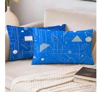 Funda Cojin 50x70 cm Juego 2, Azul Cojines Exterior Jardin Impermeable Lino Fundas de Almohada, Abstracto Cojines Cama Decorativos para Sofa Habitacion Patio Jardín Balcón, Regalos para Mujeres S-1931