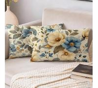 Funda Cojin 50x70 cm Juego 2, Moderno Cojines Exterior Jardin Impermeable Lino Fundas de Almohada, Flor Cojines Cama Decorativos para Sofa Habitacion Patio Jardín Balcón, Regalos para Mujeres S-1766