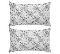 Funda Cojin 50x70 cm Juego de 2 Fundas Cojines Blanco Poliéster Lino Funda Almohada Decorativo Fundas de Cojín Flor Línea Negra con Cremallera Invisible para Sofá Dormitorio Sala de Estar -XY297